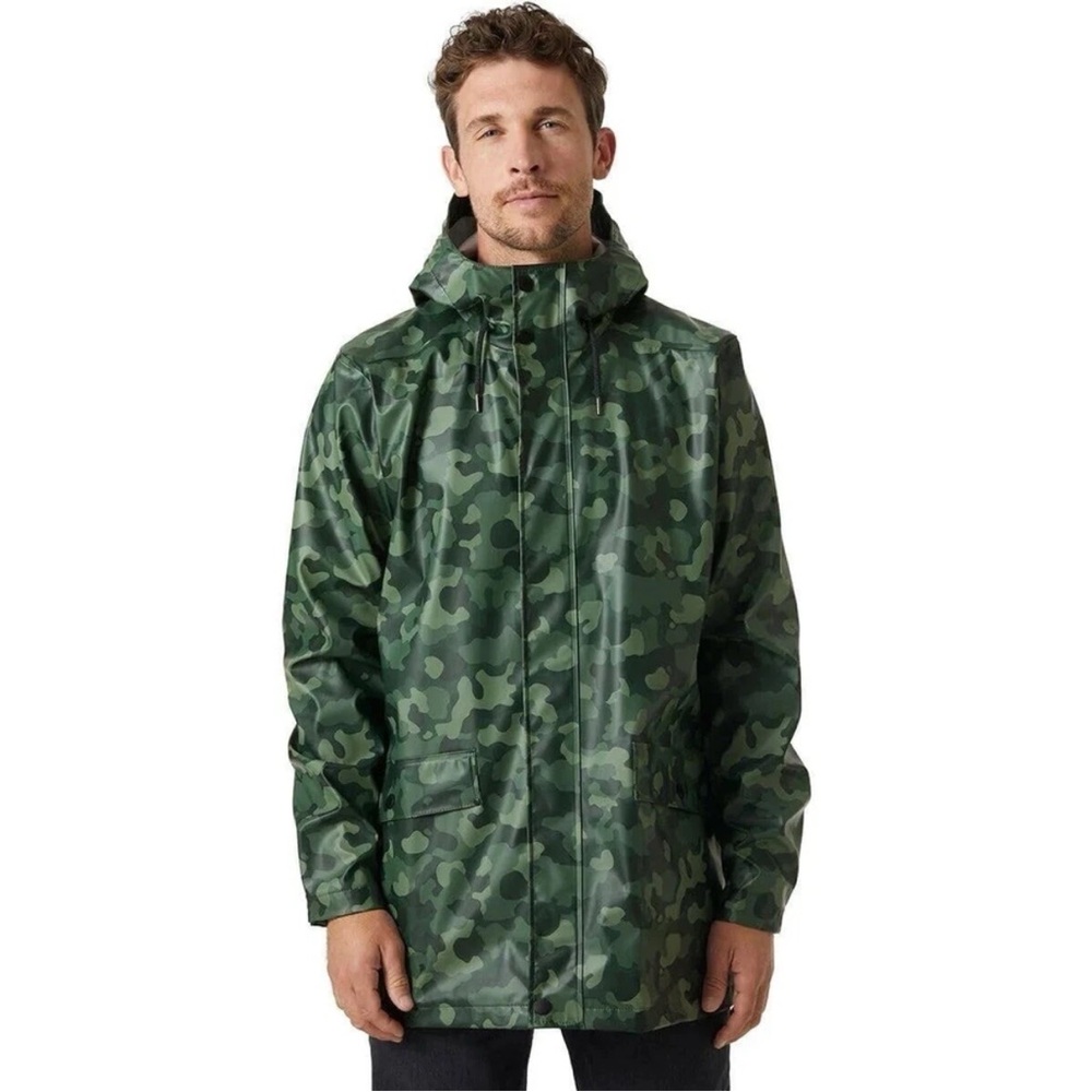 Helly Hansen Men Moss Rain Jacket Size S Travel Work Hiking Camouflage NWT